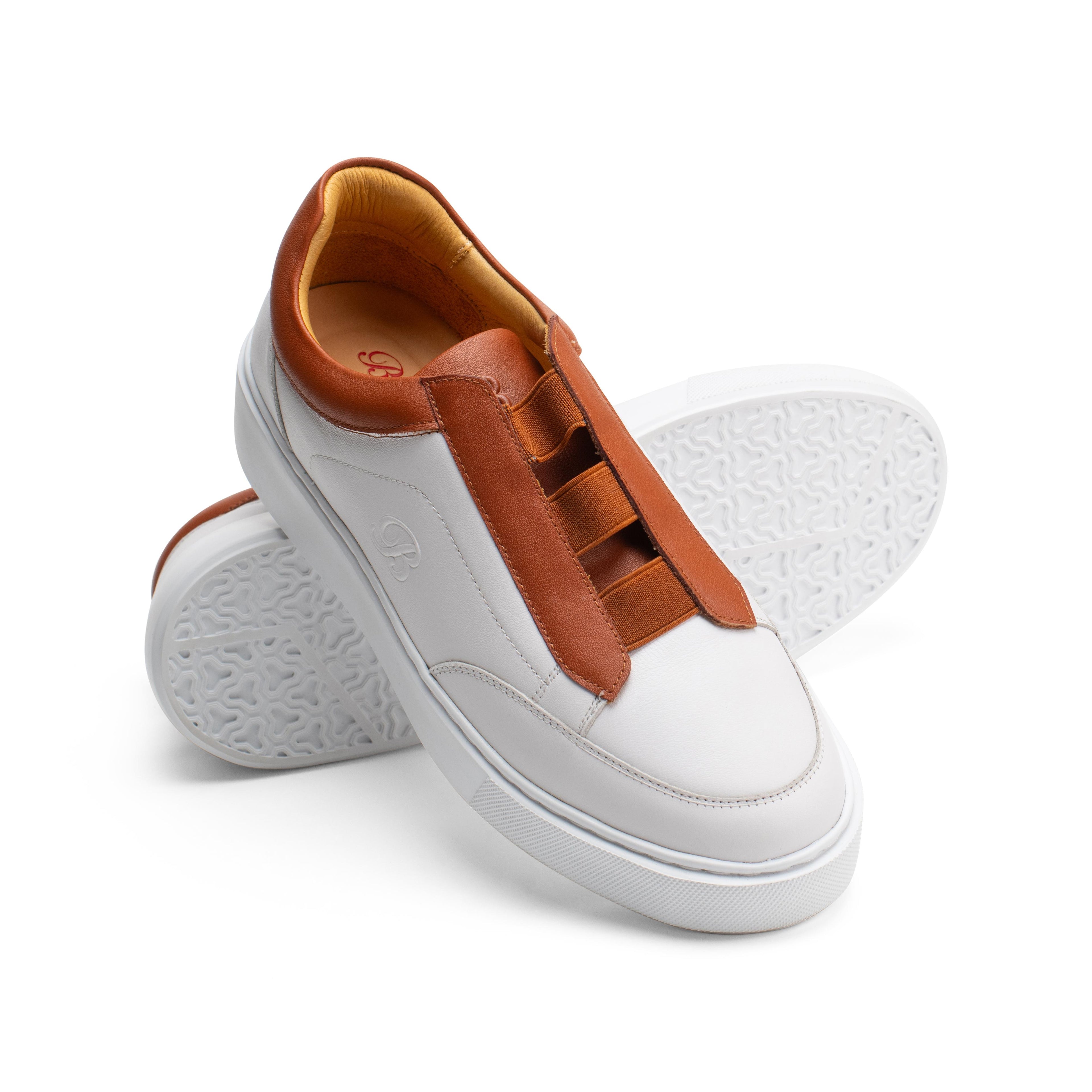 BOUGIES SNEAKERS WHITE ON BROWN