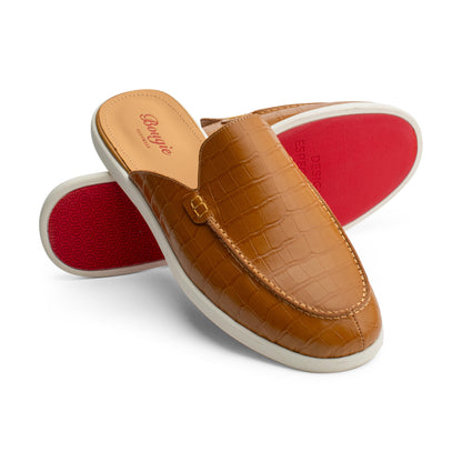 BOUGIES SLIPPER CROCO CAMEL BROWN