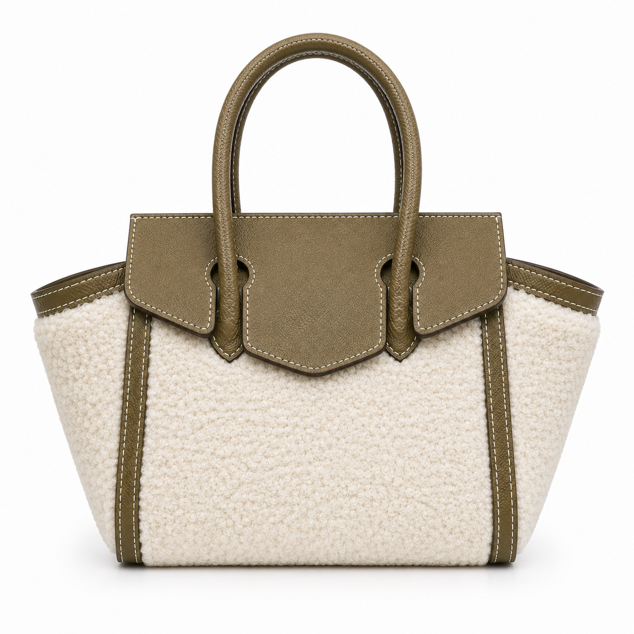jz bag fur size 15 - olive green / lamb shearling