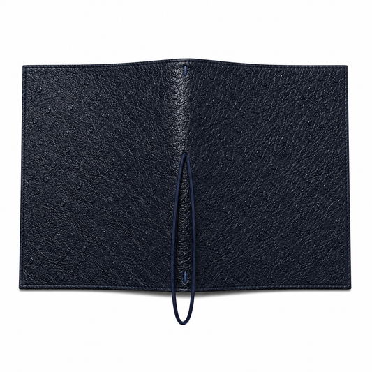 BLACK OSTRICH NAVY INSIDE A6 NOTEBOOK COVER