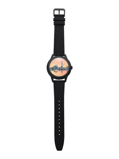 KeyTime® Dubai Reflections watch with black strap, full-length front view