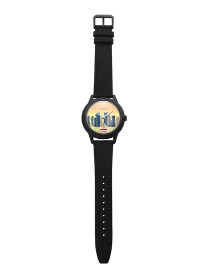 KeyTime® Doha by the Bay watch with black strap, full-length front view