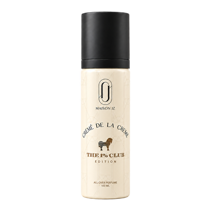 Maison JZ Crème de la Crème All Over Perfume 100 ml ivory bottle with matte black cap isolated on a pure white background
